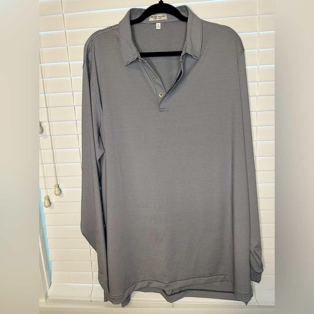 NWOT | Peter Millar | Navy Stripe Long Sleeve Polo